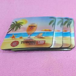 5 ADET 3D HALOGRAM RESİMLİ PLASTİK TUBORG BİRA BARDAK ALTLIKLARI