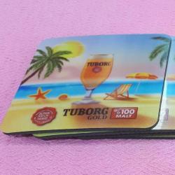 5 ADET 3D HALOGRAM RESİMLİ PLASTİK TUBORG BİRA BARDAK ALTLIKLARI