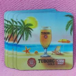 5 ADET 3D HALOGRAM RESİMLİ PLASTİK TUBORG BİRA BARDAK ALTLIKLARI
