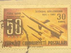Mektup Zarfından Kesilmiş  / Postadan Geçmiş Pul Filateli - Damgalı - TÜRK HAVA KUVVETLERİ'NİN 50. YILI, 30 KURUŞ - Türkiye Cumhuriyeti