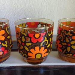 Amber Cam,Cicek Desenli Alman Bardak Lotu 3'lü