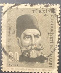 Mektup Zarfından Kesilmiş  / Postadan Geçmiş Pul Filateli - Damgalı - AHMET MUHTAR PAŞA, 60 KURUŞ - Türkiye Cumhuriyeti