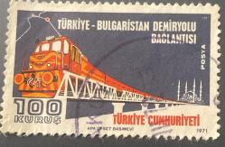 Mektup Zarfından Kesilmiş  / Postadan Geçmiş Pul Filateli - Damgalı - TÜRKİYE-BULGARİSTAN DEMİRYOLU BAĞLANTISI, 100 KURUŞ - Türkiye Cumhuriyeti