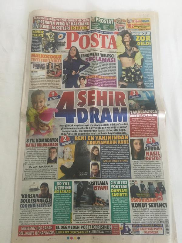 POSTA GAZETESİ 26 OCAK 2021 4 ŞEHİR 4 DRAM ÇİN MALKAÇOĞLU BUKET  