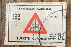 Mektup Zarfından Kesilmiş  / Postadan Geçmiş Pul Filateli - Damgalı - KARAYOLLARI ÇALIŞMALARI, 100 KURUŞ - Türkiye Cumhuriyeti