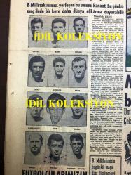 GÜNLÜK SPOR GAZETESİ - 6 KASIM 1957 - MADRİD'TEN VE İSTANBUL'DAN ZAFER BEKLİYORUZ - TÜRK FUTBOL MİLLİ TAKIMI - CAN BARTU - TURGAY ŞEREN - İSPANYA, TÜRKİYE - ADANA'DA TOROSSPOR SAHAYI TERK ETTİ - BEYOĞLUSPOR, İTÜ MAÇI - AKDENİZ KUPASI - KREMLİ PURO TUVALET SABUNU REKLAMI