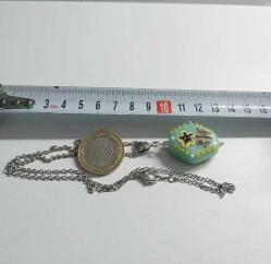 El Yapımı Lampwork Çivit Mavisi Cam ve Kristal Taşlı Gümüş Kaplama Kolye
