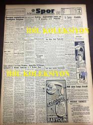 GÜNLÜK SPOR GAZETESİ - 17 KASIM 1957 - BEYKOZSPOR, TAKSİMSPOR - MUVAKKAR EKREM TALU - GALATASARAY 10 - ANADOLU - BASKETBOL MAÇ SONUÇLARI - İ. ÖMER KÜNTAY - ELEKTRİK KULÜBÜ - BEŞİKTAŞ 1 - 0 GENÇLERBİRLİĞİ - DEMİRSPOR 2 - 1 YÜNPAMUK - CAROL DAY - KLOROFİL RADYOLİN REKLAMI - FAY TEMİZLEYİCİ REKLAMI, NECİP AKAR