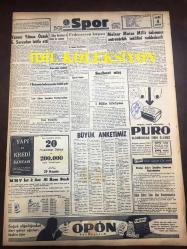 GÜNLÜK SPOR GAZETESİ - 21 KASIM 1957 - FEDERASYON KUPASI - ADALETSPOR, EMNİYETSPOR, VEFASPOR, KASIMPAŞA, KARAGÜMRÜK, YÜZÜCÜ YILMAZ ÖZÜAK GALATASARAY'DAN İSTİFA ETTİ - MOLNAR MACAR MİLLİ TAKIMI - COOPER TEKRAR FORMDA - CAROL DAY - RAKİBİMİZ BELÇİKA MİLLİ TAKIMI - ŞÜKRÜ'YE CEZA VERİLECEK - HALTERCİLER, NAZİF OTURGAN - OKUL SPOR YURTLARI - ANKARA TURU BİSİKLET YARIŞI - KREMLİ PURO TUVALET SABUNU REKLAMI - OPON REKLAMI - SERBEST ATIŞ - YAPI VE KREDİ BANKASI REKLAMI