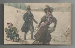 1910 SENESİ KIŞI KIZAKTA KIZ ÇOCUĞU VE AİLESİ KARTPOSTAL...