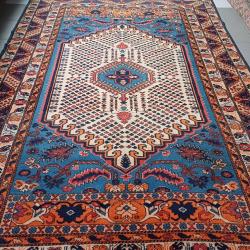 El Dokuma Yörük Halı ,Göbek motifli, 6 m2 vintage