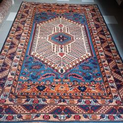 El Dokuma Yörük Halı ,Göbek motifli, 6 m2 vintage