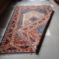 El Dokuma Yörük Halı ,Göbek motifli, 6 m2 vintage