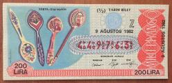 MİLLİ PİYANGO.9.AĞUSTOS.1982..KAŞIKLAR .(Z) YARIM BİLET