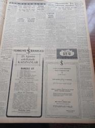 Cumhuriyet Gazetesi - 26 Ağustos 1954 - Almanlar Tarafından Kurşuna Dizilen Türk Mehmet Necmeddin İle Mülakat - Cumhuriyet Halk Partisinin Seçimlere Katılacağı Anlaşılıyor - Jandarma Terfi Listesi Dün İlan Edildi -  Ürdün Meliki Şerefine Metris'te Atış Tatbikatı - Kıbrıs İçin İzmir'de Büyük Bir Miting Yapılacak - Avrupa Atletizm Şampiyonası - Anadolu Ajansının Millet Gazetesi Aleyhine Açtığı Dava Başlandı - Muammer Karaca Cibali Karakolu Oyunu - Doğu Almanya'dan Yedi Ayda 72000 Kişi Kaçtı - Prenses Margaret Nihayet Bir Koca İhtihab Etti Mi - Sümerbank - Sabite Tur Gülerman - Bengali Sirki - Said Salahaddin Cihanoğlunun İmza Rekoru - Veteriner Fakültesinde Haremlik Selamlık - Resimli Romanımız Yeşil Saksı - Lion Mağazası - Necipbey Diş Macunu - Alliance Lastikleri - Puro Tuvalet Sabunları