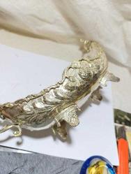 GÜMÜŞ RENGİ KAPLAMA PİRİNÇ GONDOL TABAK