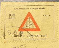Mektup Zarfından Kesilmiş  / Postadan Geçmiş Pul Filateli - Damgalı - KARAYOLLARI ÇALIŞMALARI, 100 KURUŞ - Türkiye Cumhuriyeti