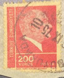 Mektup Zarfından Kesilmiş  / Postadan Geçmiş Pul Filateli -1975 Damgalı - ATATÜRK, 200 KURUŞ - Türkiye Cumhuriyeti