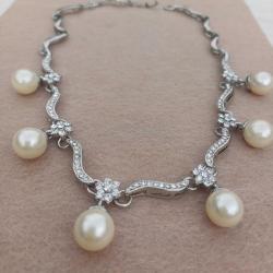 İnci Gerdanlık Kristal Taşlı Vintage