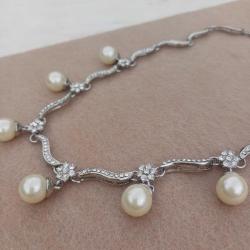 İnci Gerdanlık Kristal Taşlı Vintage