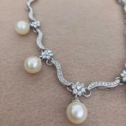 İnci Gerdanlık Kristal Taşlı Vintage