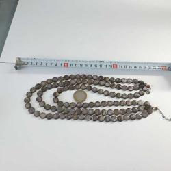 Vintage 3 Sıra Kahverengi Yuvarlak Sedef Taşlı Kolye