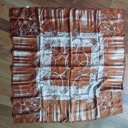 Vakko Saf İpek Eşarp Kahve ve Beyaz