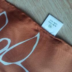 Vakko Saf İpek Eşarp Kahve ve Beyaz