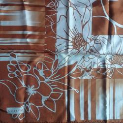 Vakko Saf İpek Eşarp Kahve ve Beyaz