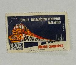 Mektup Zarfından Kesilmiş  / Postadan Geçmiş Pul Filateli - Damgalı - TÜRKİYE-BULGARİSTAN DEMİRYOLU BAĞLANTISI - 100 KURUŞ - Türkiye Cumhuriyeti
