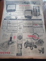 Cumhuriyet Gazetesi - 29 Ekim 1952 - Büyük Bayramınız Kutlu Olsun - Gazi Mustafa Kemal Atatürk - Bütün Yurd Cumhuriyetin 29. Yıldönümü Sevinç Ve Heyecanla Karşıladı - Amerika Seçimlerinde Cumhuriyet - Amerikan Kadını Kime Rey Verecek - Denizli Belediyesi Biletçisiz Otobüs İşletmeğe Başladı - İzmir Milletvekili Cihad Babanın Güzel Bir Pozu - Cumhuriyet Bayramımız Ve Dost Milletler - İngiltere Dışişleri Bakanı Eden'in  Türkiye'ye Dair Demeci - İstanbul Belediye Sarayı 6 Milyon Liraya Mal Olacak - Yeni Bir Harbde Atom Silahları Kullanılacak - İngiliz Kraliçesi Elizabeth Charlie Chaplin İle Tanıştı - Burhan Felek - Fenerbahçe Havagücünü Yendi - Yavuz Sultan Selim Ağlıyor Filmi - Feridun Fazıl Tülbentçi - Altan Karındaş - Lale Oraloğlu - Şaziye Moral - Geçmişte Büyük Cinayetler Yazı Dizisi - Muammer Karaca - Vedad Abud - Gripin - Technos - Magic Chef 1953 Tipi Gaz Sobaları - Hoover Elektrik Süpürgesi - İpana Diş - Arion Cep