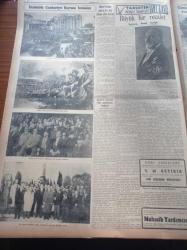 Cumhuriyet Gazetesi - 30 Ekim 1952 - Cumhuriyet Bayramı Bütün Yurdda Heyecanla Kutlandı - Cumhurbaşkanı Celal Bayar Atatürk'ün Muvakkat Kabrine Çiçek Koyuyor - Kızıl Şair Nazım Hikmet'in İstanbul'dan Nasıl Kaçtığı Nihayet Anlaşıldı - Sarıyer Cinayetinin Faili Osman İsimli Bir Er Yakalandı - Amerikan Seçimlerinde Cumhuriyet - Kore Tugayımızda Heyecanlı Kutlama Töreni - Hıfzıssıhha Enstitüsü Dün Açıldı - Kızılay'ın 75. Kuruluş Yıldönümü - Esad Tekeli - Suad Hayri Ürgüplü Vazifesi Başına Gitti - Denizaltılara Karşı Yeni Bir Müdafaa Silahı - Fransız Şarkıcı Tino Rossi'ye Legion D' honneur Nişanı Verildi - Bizansın İçyüzü Yazı Dizisi - Milli Piyango - Wagner'in Doğduğu Kasabanın Masalı - Taksim Beyoğluspor Maçı Yapılamadı - Mussolini'nin Torunu Evlendi - İstanbul'da Cumhuriyet Bayramı İntibaları - Çapamarka