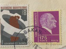 Mektup Zarfından Kesilmiş  / Postadan Geçmiş İkili Pul Filateli - Damgalı - ÜLKEMİZDE SANAYİLEŞME, 100 KURUŞ /  ATATÜRK, 175 KURUŞ - Türkiye Cumhuriyeti