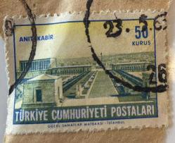 Mektup Zarfından Kesilmiş  / Postadan Geçmiş Pul Filateli - 1963 Damgalı - ANITKABİR, 50 KURUŞ - Türkiye Cumhuriyeti