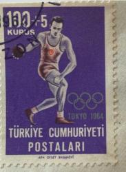 Mektup Zarfından Kesilmiş  / Postadan Geçmiş Pul Filateli -1964,Trabzon Damgalı - TOKYO 1964 OLİMPİYATLARI, 100+5 KURUŞ - Türkiye Cumhuriyeti