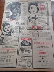 Cumhuriyet Gazetesi - 22 Kasım 1952 - Başbakan Adnan Menderes Dün Kayseri'de Mühim Bir Nutuk Söyledi - Celal Bayar Bugün Geliyor - Türk Amerikan Ticari Münasebatı - Bütün Dünya Basınını Hayran Bırakan Eser Avrupa Kavgası - Nadir Nadi - Çekoslovak Kızıllarının İtirafları - Şehir Tiyatroları Binalarının Durumu - Yabani Hıyar İle Kanser Tedavisi Suya Mı Düşüyor - Kraliçe Elizabeth'in Gündelik Hayatı Yazı Dizisi - General Eisenhower Hükümetini Kuruyor - Burhan Felek - Yeni Şehir Hattı Vapurları - Nejad Ferid Eczacıbaşı'ndan Yeni İlaç Fabrikası - Savaş Çil İlacı - Galatasaray Kasımpaşa Maçı - Hakem Ali Tara - Cumhuriyet Radyo Programları- Mesud Cemil'in Jübilesi - Orhan Boran - Yeni Parlayan Amerikan Caz Şantözü Gloria Van - Allen Roth'ı Tanır Mısınız - Zeki Müren - Puro Tuvalet Sabunları - Necipbey Kremleri - Çapamarka - Derman Ağrı Kesici