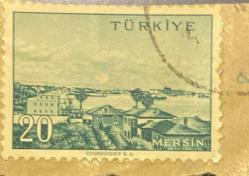 Mektup Zarfından Kesilmiş  / Postadan Geçmiş Pul Filateli - Damgalı - MERSİN, 20 PARA - Türkiye Cumhuriyeti