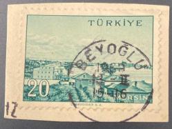 Mektup Zarfından Kesilmiş  / Postadan Geçmiş Pul Filateli - Beyoğlu, Damgalı - MERSİN, 20 PARA - Türkiye Cumhuriyeti