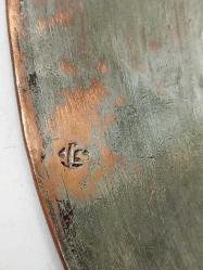 Antika Osmanlı Saz Tuğralı ve Mühürlü Kızıl Bakır Büyük Lenger