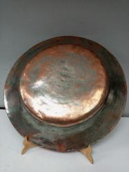 Antika Osmanlı Saz Tuğralı ve Mühürlü Kızıl Bakır Büyük Lenger