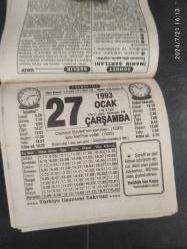Türkiye Gazetesi takvimi 27 Ocak 1993 doğum günü hediyesi hediyelik takvim yaprağı