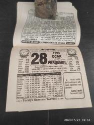 Türkiye Gazetesi takvimi 28 Ocak 1993 doğum günü hediyesi hediyelik takvim yaprağı
