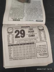 Türkiye Gazetesi takvimi 29 Ocak 1993 doğum günü hediyesi hediyelik takvim yaprağı