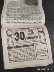 Türkiye Gazetesi takvimi 30 Ocak 1993 doğum günü hediyesi hediyelik takvim yaprağı