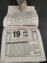 Türkiye Gazetesi takvimi 19 Şubat 1993 doğum günü hediyesi hediyelik takvim yaprağı