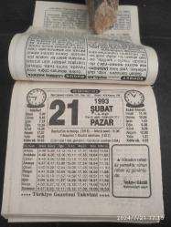 Türkiye Gazetesi takvimi 21 Şubat 1993 doğum günü hediyesi hediyelik takvim yaprağı