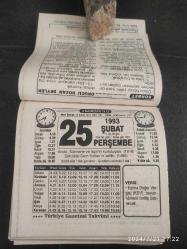 Türkiye Gazetesi takvimi 25 Şubat 1993 doğum günü hediyesi hediyelik takvim yaprağı