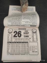 Türkiye Gazetesi takvimi 26 Şubat 1993 doğum günü hediyesi hediyelik takvim yaprağı