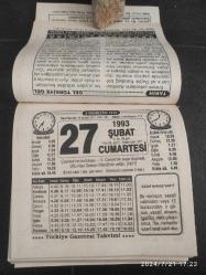 Türkiye Gazetesi takvimi 28 Şubat 1993 doğum günü hediyesi hediyelik takvim yaprağı