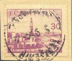 Mektup Zarfından Kesilmiş  / Postadan Geçmiş Pul Filateli - 9 Eylül 1959 Damgalı - BATMAN PETROL RAFİNERİSİ, 30 Kuruş-Türkiye Cumhuriyeti